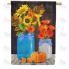 America Forever Fall Flowers In Canning Jars House Flag