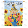 America Forever Happy Fall Scarecrow Sunflowers House Flag