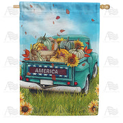 America Forever Truck Bed Of Fall Harvest House Flag