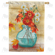 America Forever Fall Flowers Painting House Flag