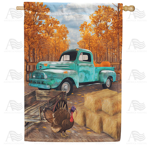 America Forever Old Pick Up Truck House Flag