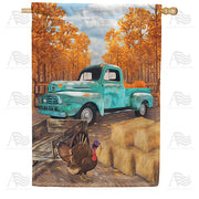 America Forever Old Pick Up Truck House Flag