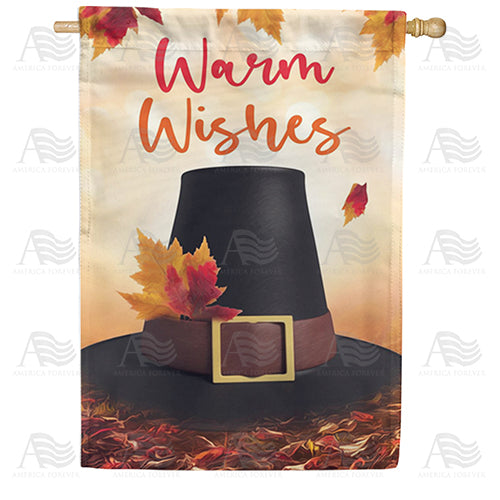 America Forever Pilgrim Hat In Leaves House Flag