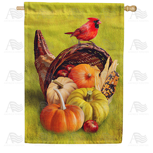 America Forever Cardinal Atop Cornucopia House Flag