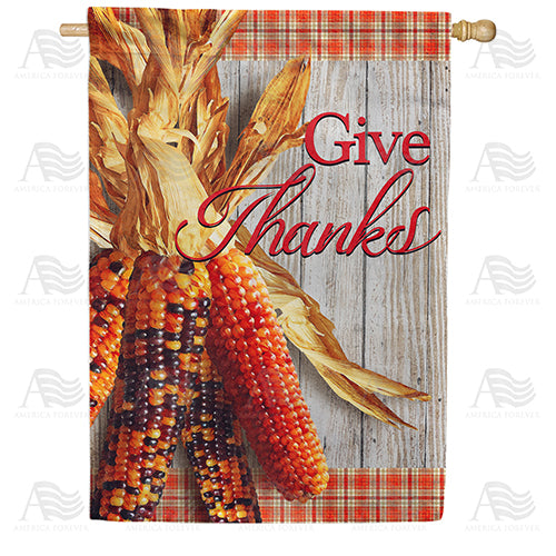 America Forever Give Thanks Indian Corns House Flag