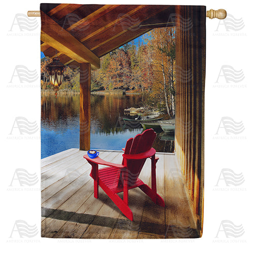 America Forever Fall Lake Solitude House Flag
