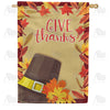 America Forever Give Thanks Leaf Border House Flag