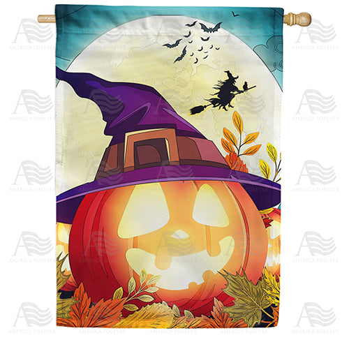 America Forever Pumpkin Moon Glow House Flag
