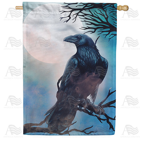America Forever Raven In Moonlight House Flag