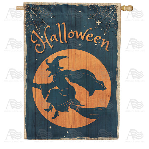 America Forever Halloween Witch Silhouette House Flag