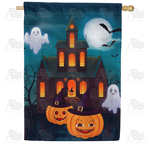 America Forever Haunted Pumpkin House House Flag