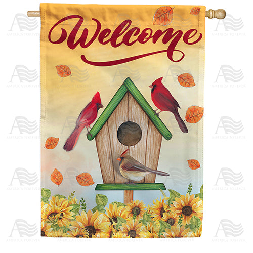 America Forever Fall Cardinal Family House Flag