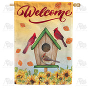America Forever Fall Cardinal Family House Flag