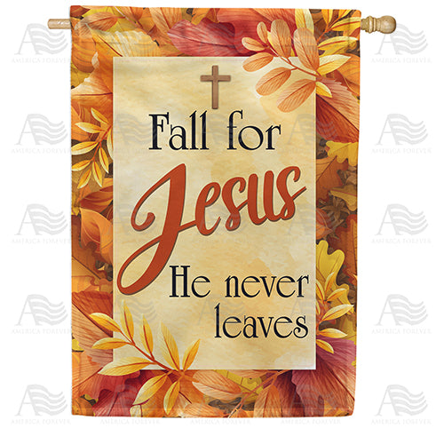 America Forever Fall For Jesus Leaf Border House Flag