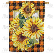 America Forever Sunflower Plaid House Flag