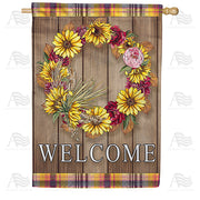 America Forever Fall Welcome Wreath House Flag