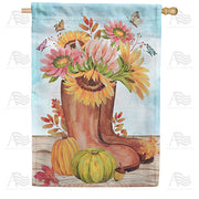 America Forever Blooming Boots House Flag