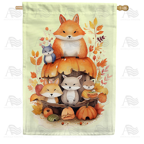 America Forever Cute Fall Critters House Flag
