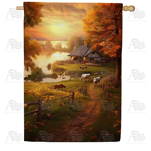 America Forever Autumn Sunset House Flag