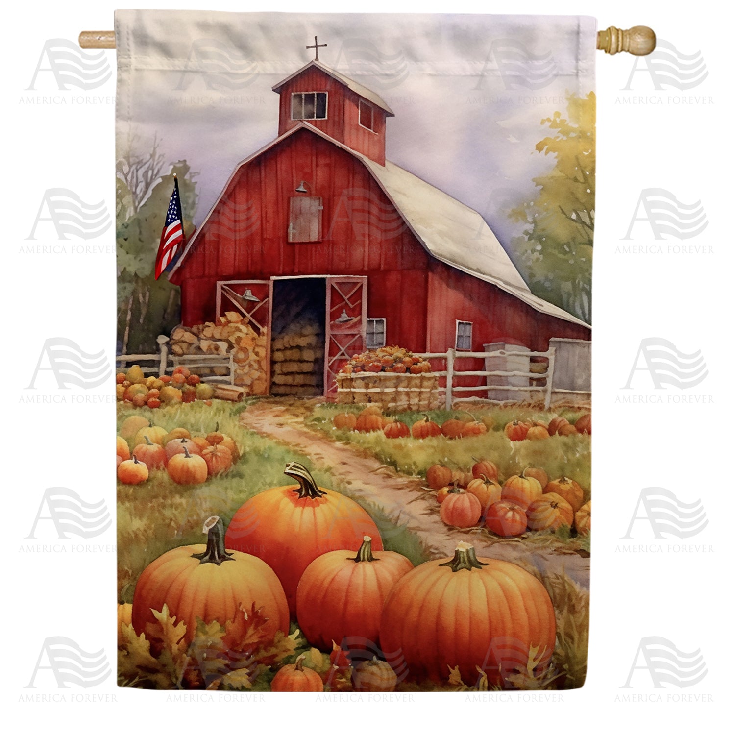 America Forever American Pumpkin Farm House Flag
