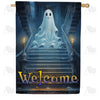 America Forever Welcome To The Haunted House House Flag