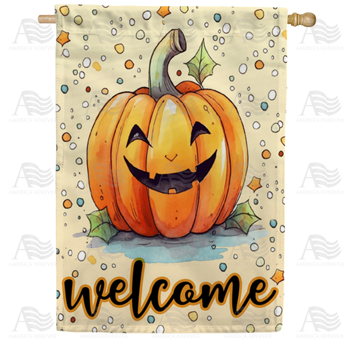 America Forever Happy Halloween Pumpkin House Flag
