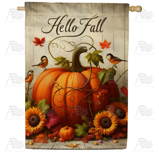 America Forever Autumn Pumpkin Welcome House Flag