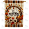 Gingham Autumn Greeting House Flag