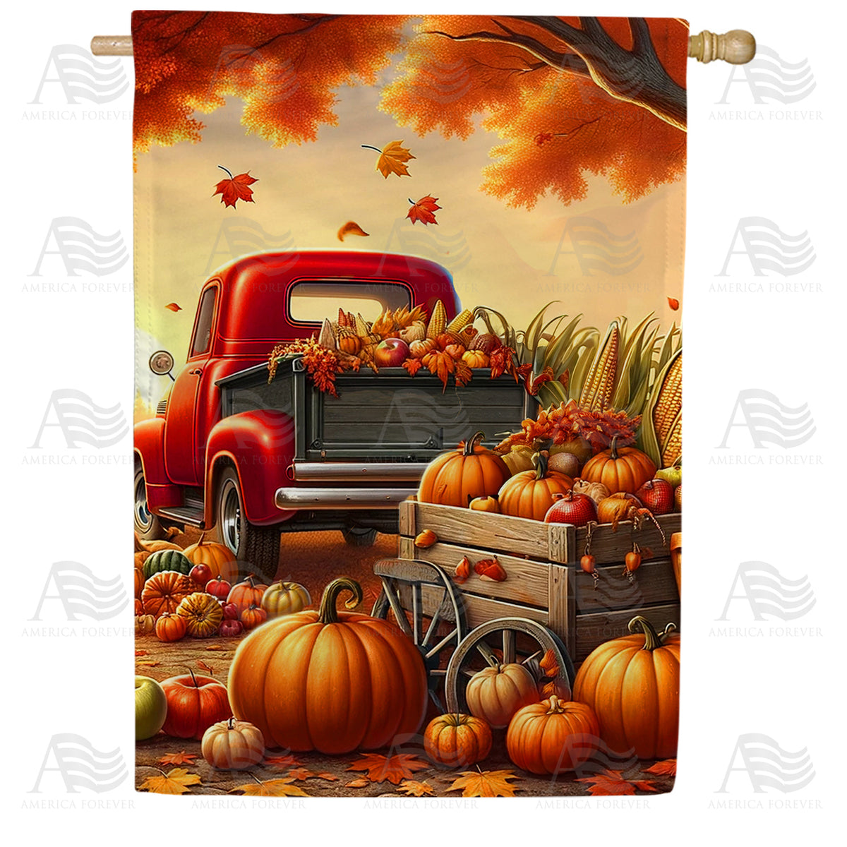 America Forever Autumn Harvest Truck House Flag