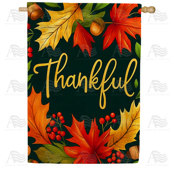 America Forever Thankful Leaves House Flag