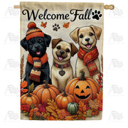 Welcome Fall Puppy House Flag