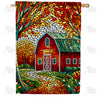 America Forever Autumn Barn Mosaic House Flag