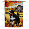 America Forever Autumn Dog and Barn House Flag