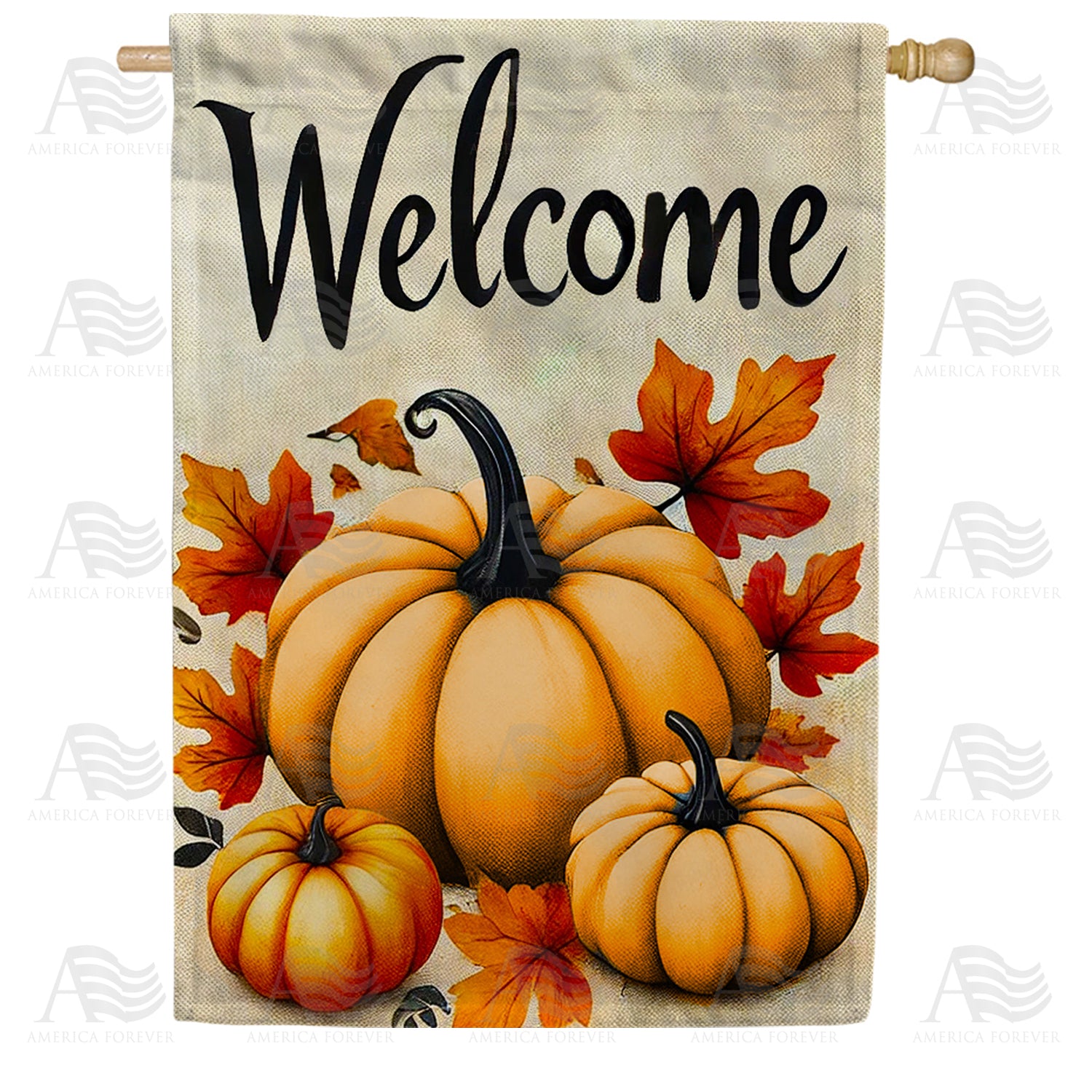 America Forever Welcome Pumpkin House Flag