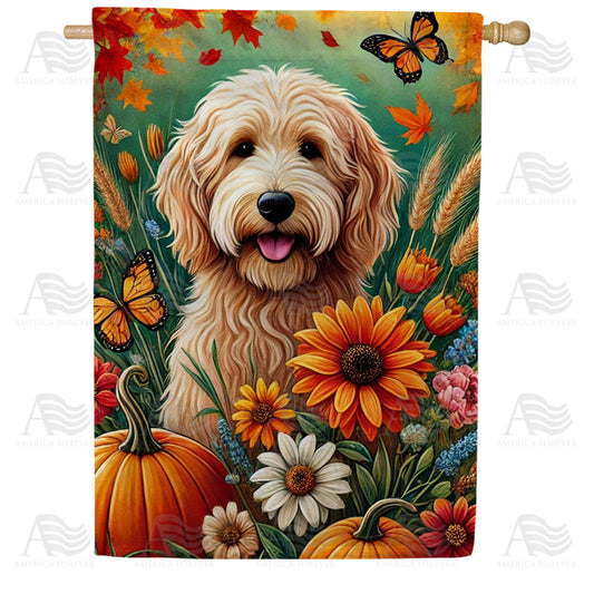 America Forever Adorable Dog Fall House Flag