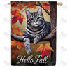America Forever Hello Fall Tabby Cat House Flag