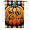 America Forever Happy Halloween Pumpkin Plaid House Flag