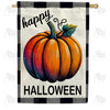 America Forever Buffalo Plaid Halloween Pumpkin House Flag