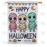 Cute Mummies Happy Halloween House Flag