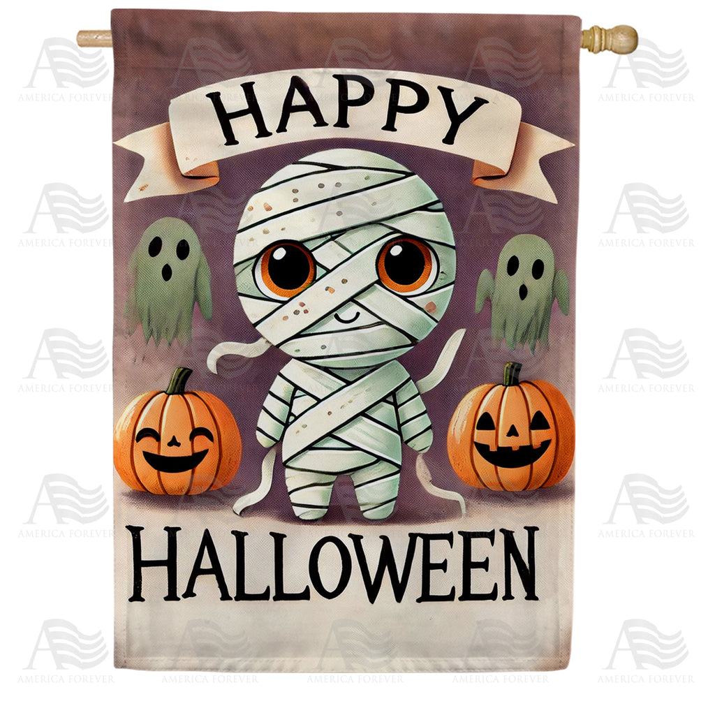 America Forever Happy Halloween Mummy House Flag