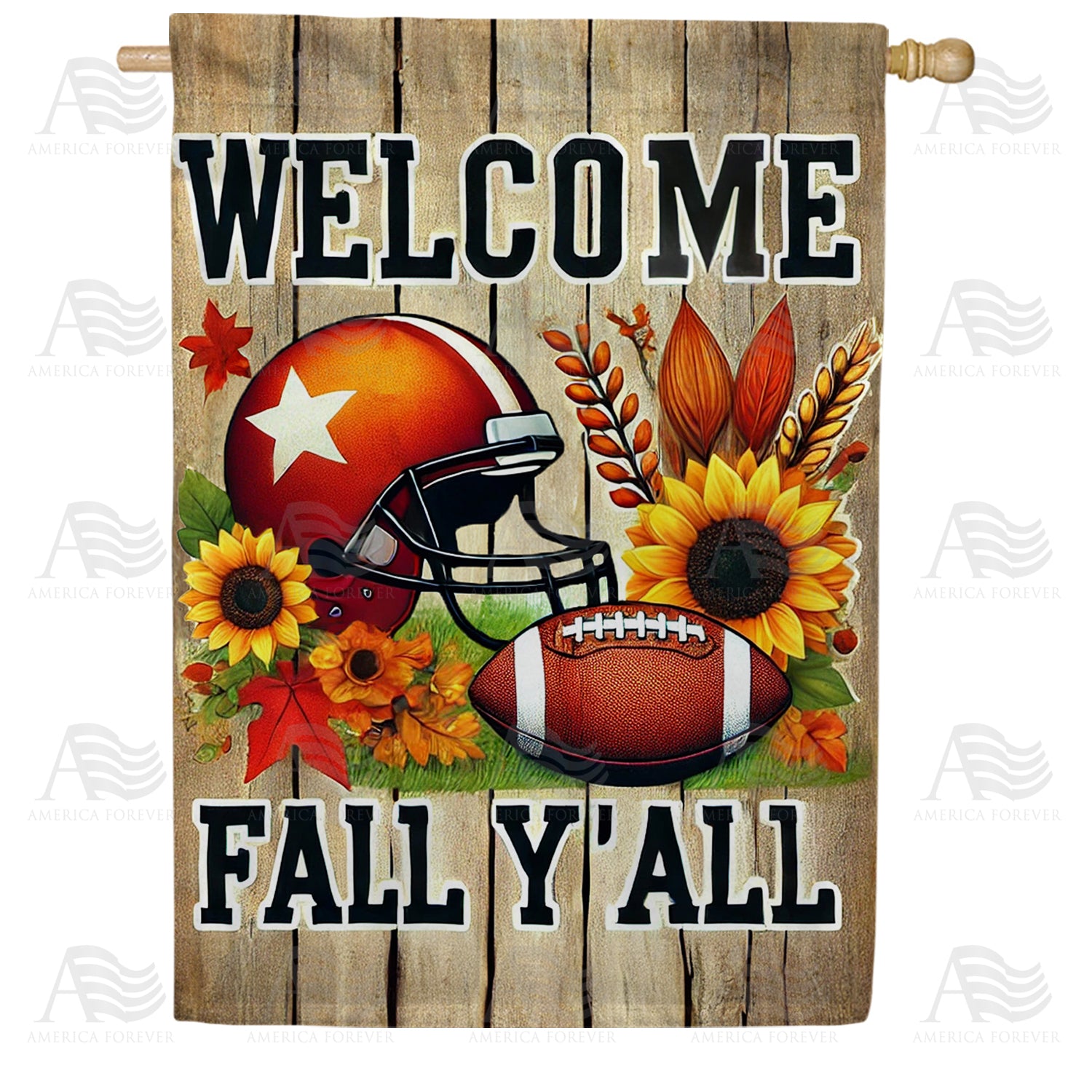 America Forever Welcome Fall Y??ll Football House Flag