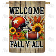 America Forever Welcome Fall Y??ll Football House Flag
