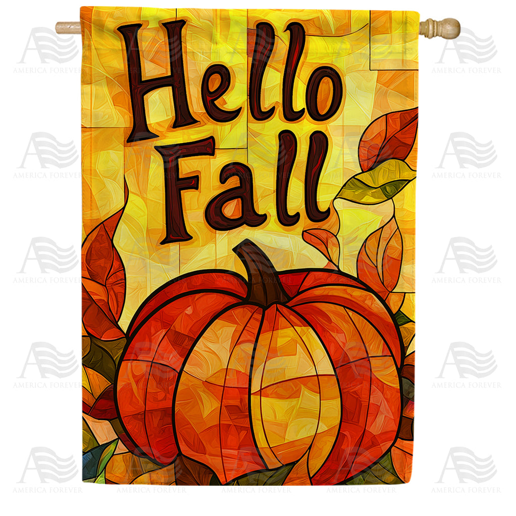 America Forever Stained Glass Hello Fall House Flag