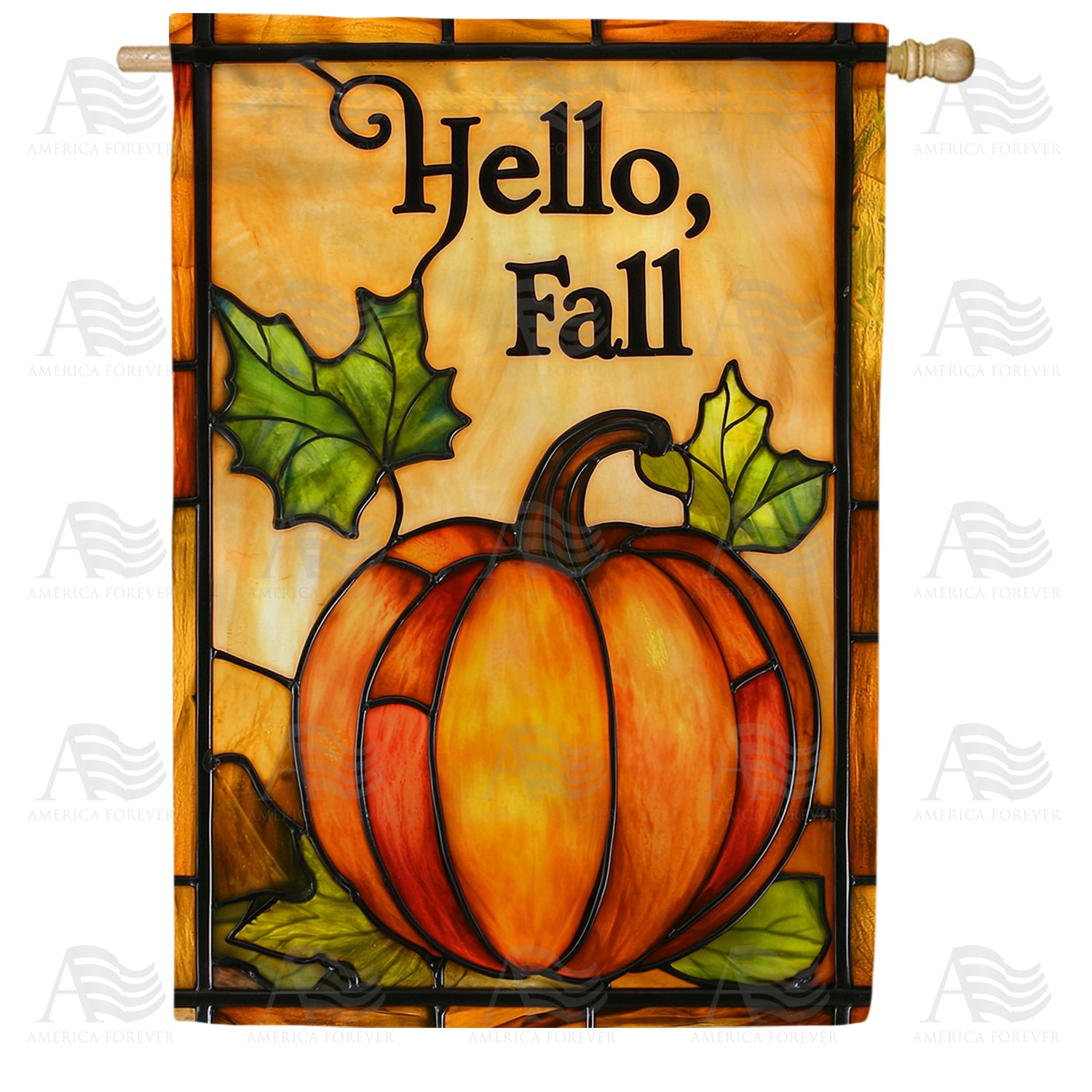 America Forever Hello Fall Pumpkin House Flag