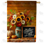 America Forever Hello Fall Sunflower Bouquet House Flag