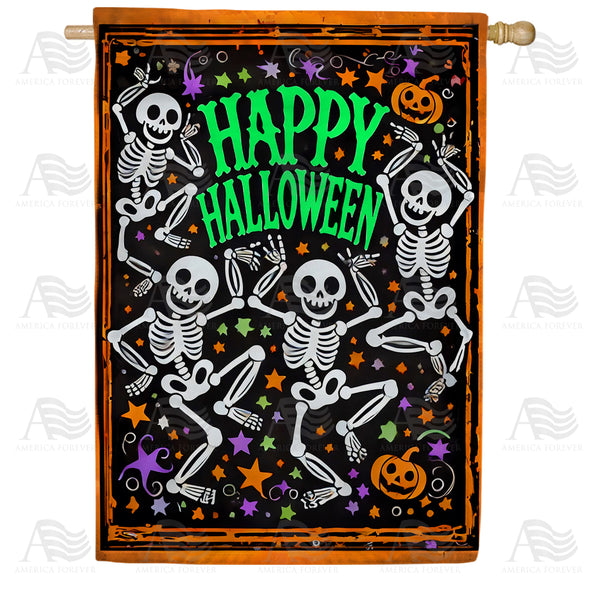America Forever Happy Halloween Dancing Skeletons House Flag