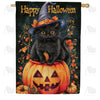 America Forever Happy Halloween Black Cat House Flag