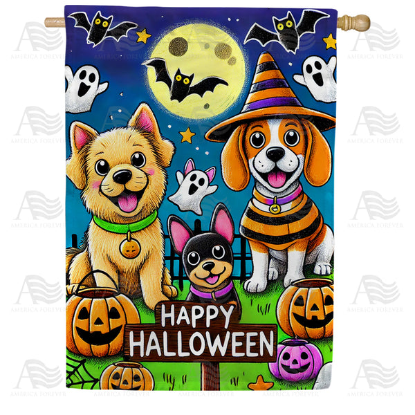 America Forever Happy Halloween Dogs House Flag