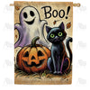 America Forever Boo Black Cat and Ghost Halloween House Flag