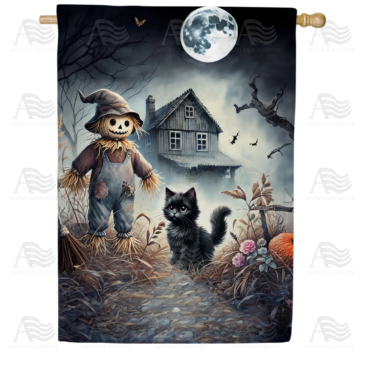 America Forever Haunted House Halloween House Flag